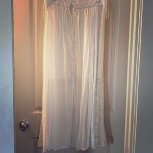 Anthropologie cream maxi skirt